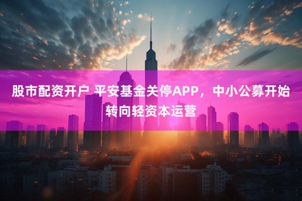 股市配资开户 平安基金关停APP，中小公募开始转向轻资本运营
